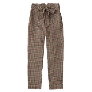 Abercrombie & Fitch Tie Waist Menswear Pant in Brown Plaid